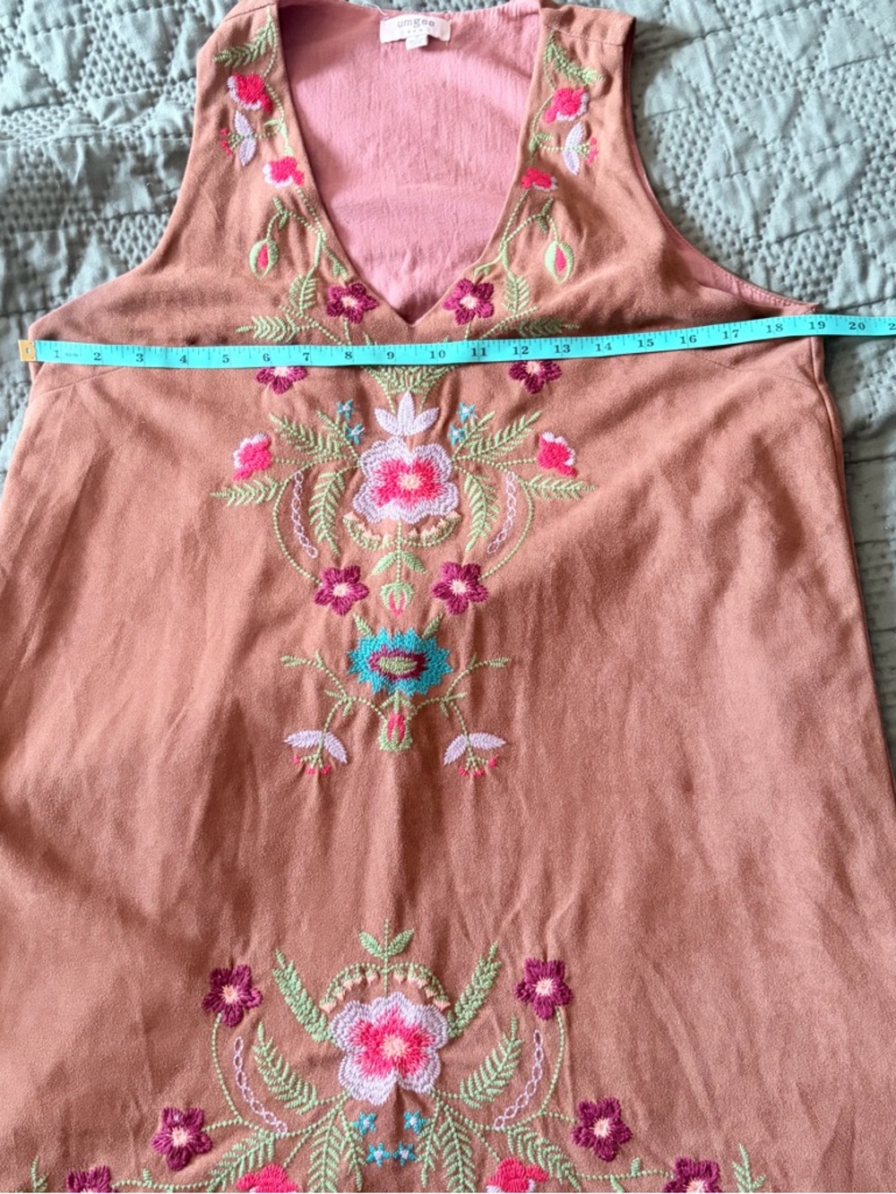 Umgee Boho Floral Embroidered Faux Suede Festival Dress - Picture 6 of 7